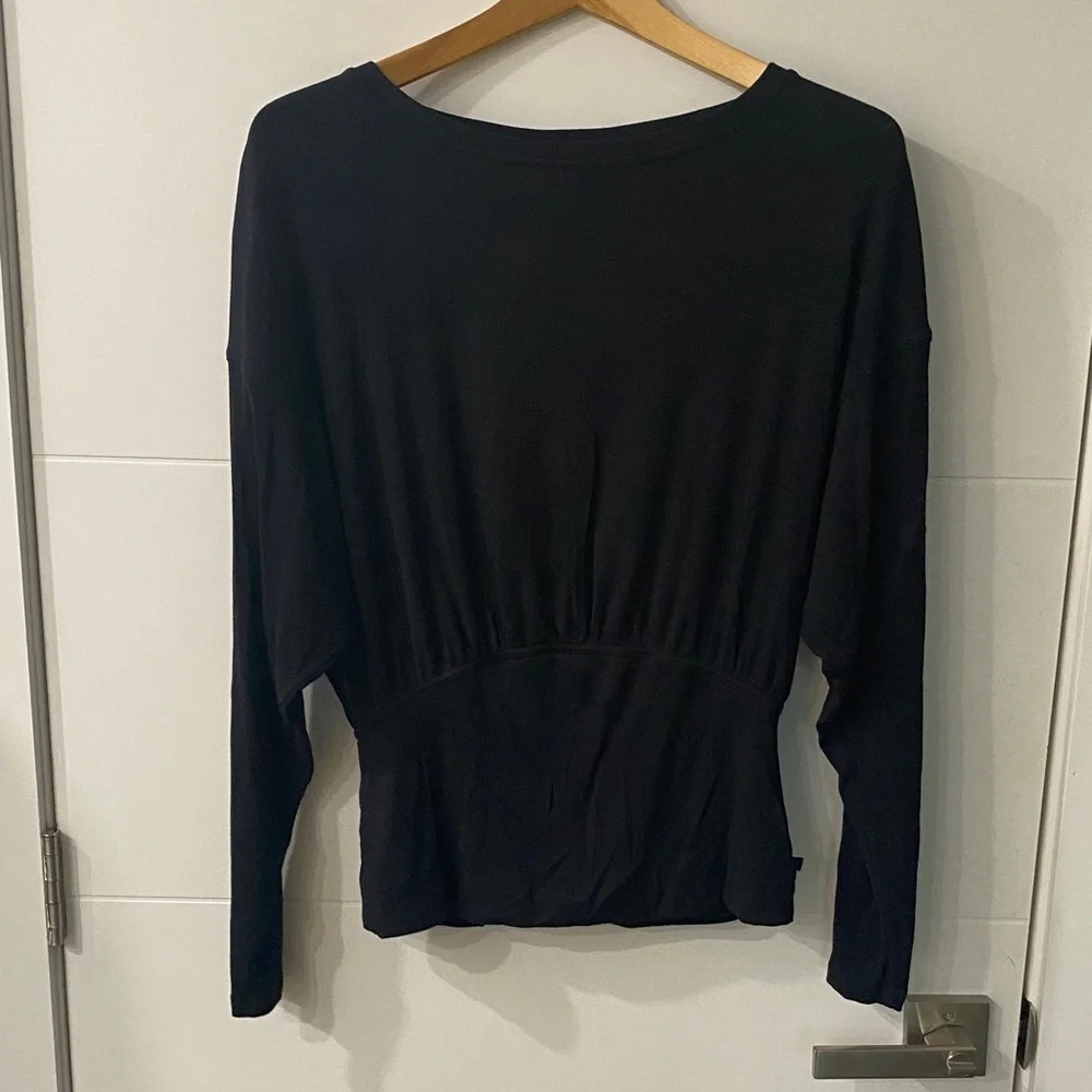 Lululemon Athletica Black Ribbed Modal Silk Blend Long Sleeve Shirt Size 10